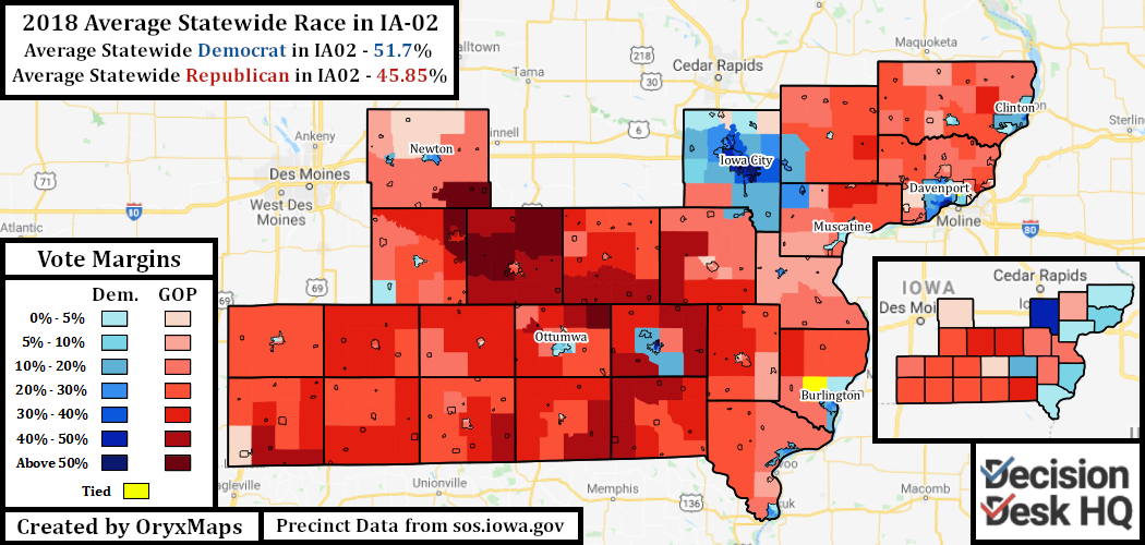 Average Results of the Five Contested 2018 Statewide Elections in IA-02