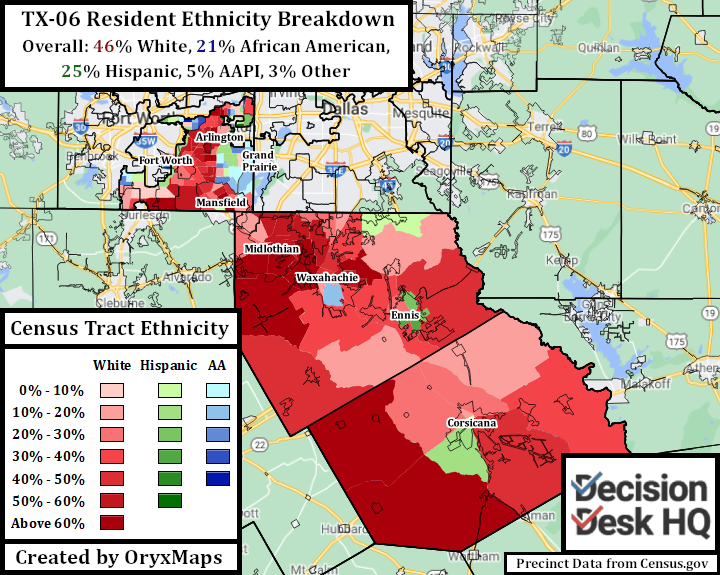 Ethnic Breakdown of TX-06's Total Resident Population