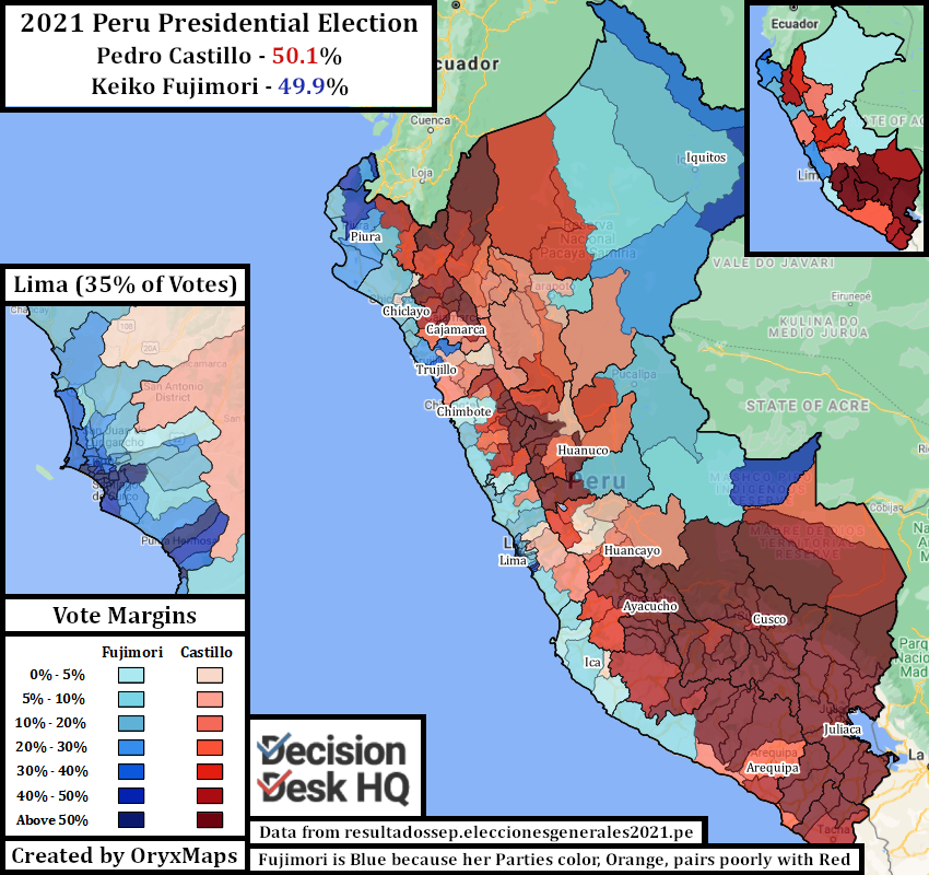 Peru 2021 Presidential Election Runoff Map