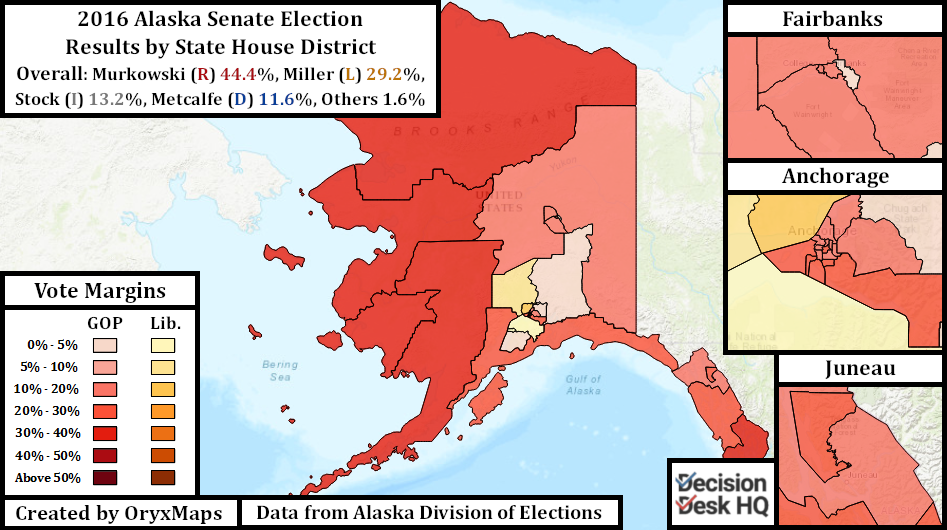 Alaska 2016 Senate Election by State House District