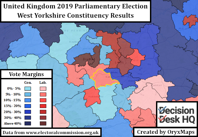 2019 UK Parliamentary Election Results in East Yorkshire, or Greater Leeds