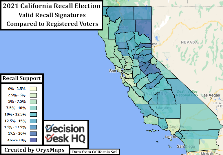 Verified Recall Voter Signatures by County