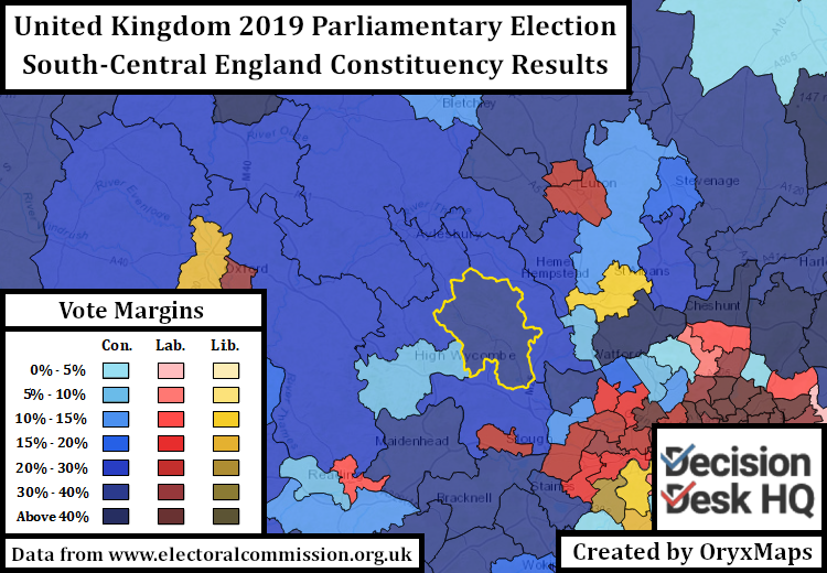 2019 UK Parliamentary Election Results in and around Oxfordshire and London