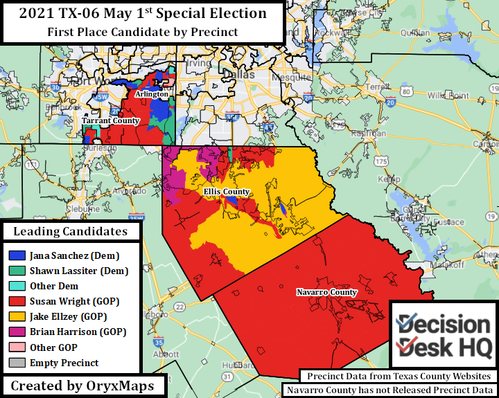 TX-06 Special Congressional Election First-Place Candidate by Precinct