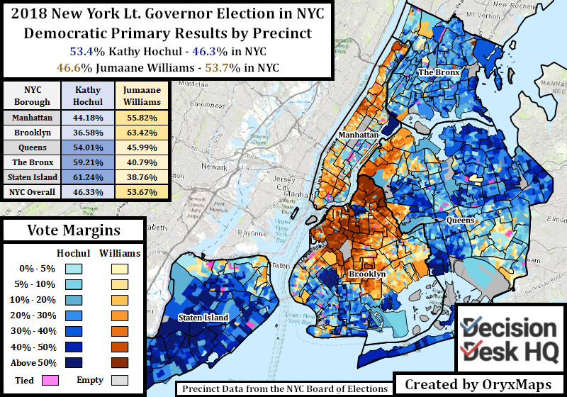 2018 NYC Lt. Governor Precinct Map