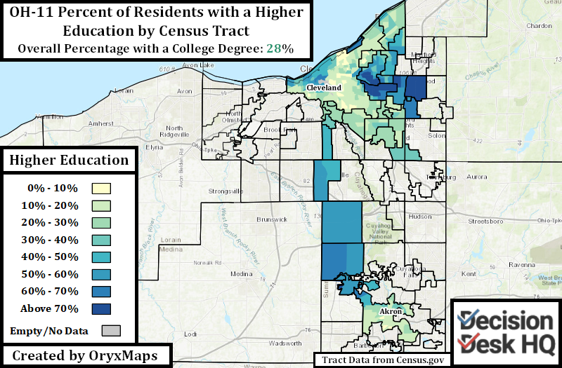 Median Resident Education Map of OH-11