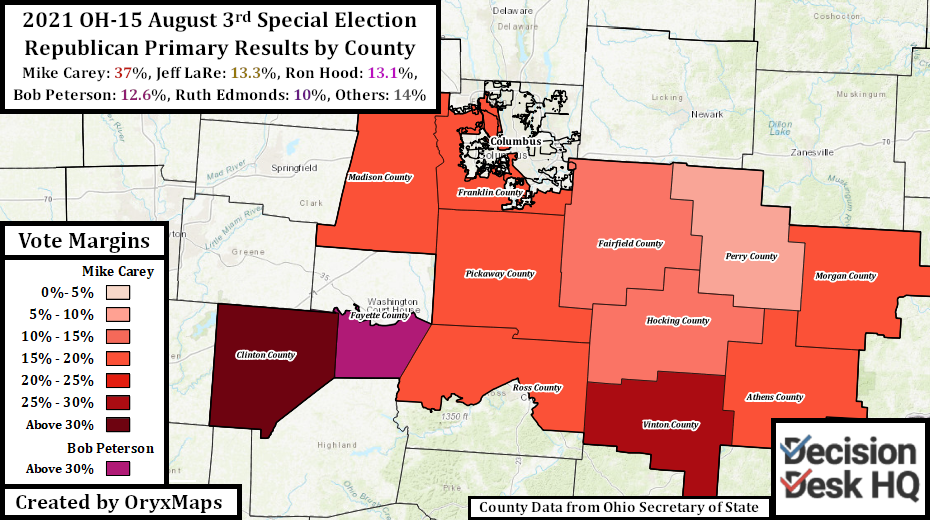 Results Map of the OH-15 Special RepublicanPrimary