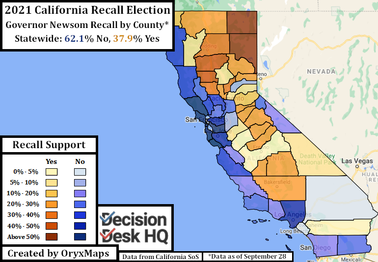 2021 California Gubernatorial Recall By County