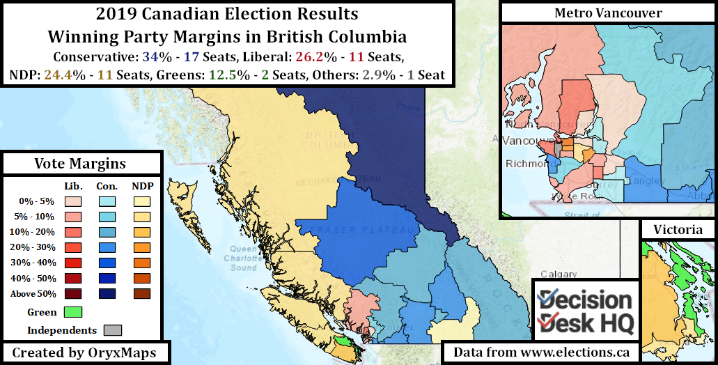 2019 Canadian Election Results in British Columbia