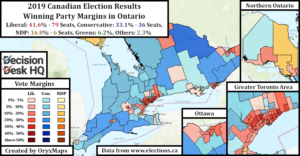 2019 Canadian Election Results in Ontario