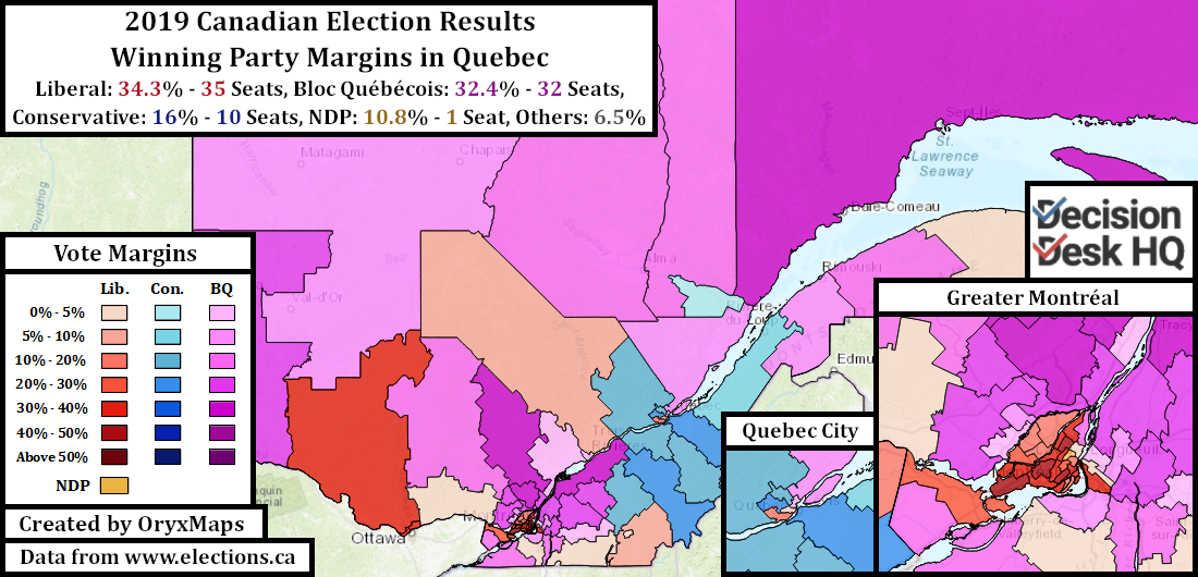 2019 Canadian Election Results in Quebec