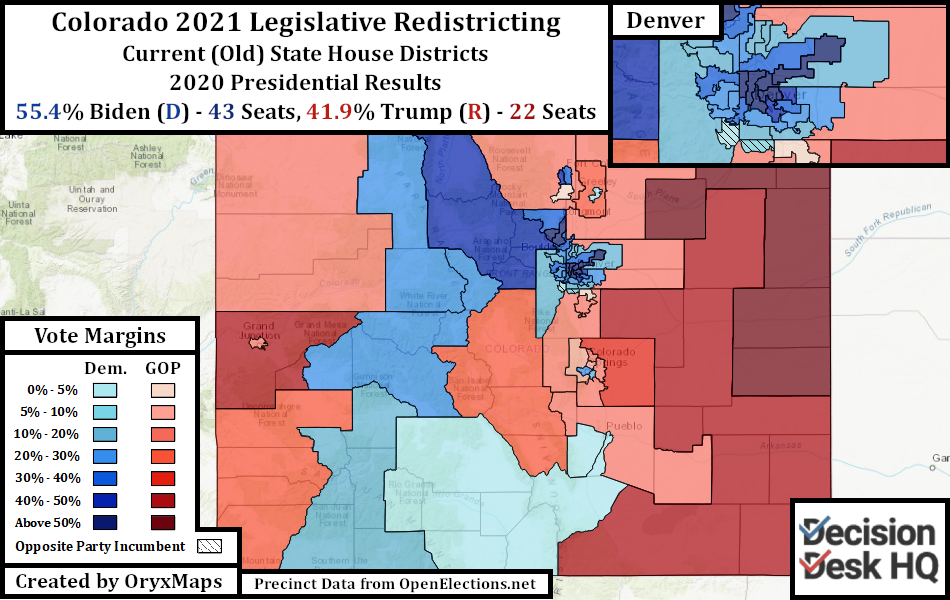 Colorado Present State House Districts by 2020 Presidential Results