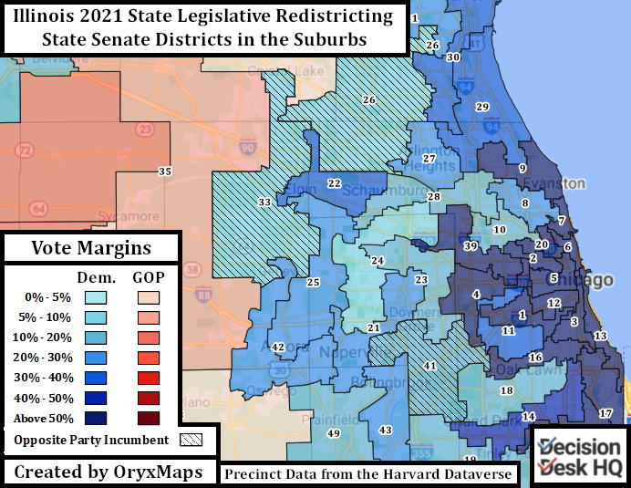Chicago Collar County Suburban State Senate Districts