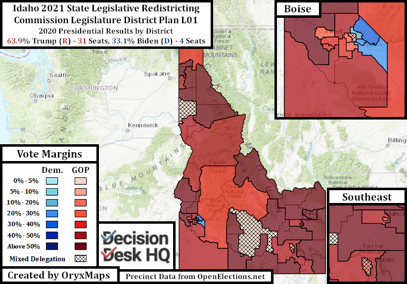 Proposed Idaho State Legislative Map by 2020 Presidential Results