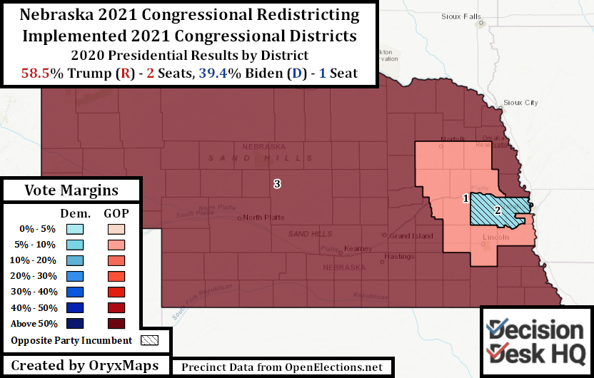 Nebraska Implemented Congressional Districts by 2020 Presidential Results