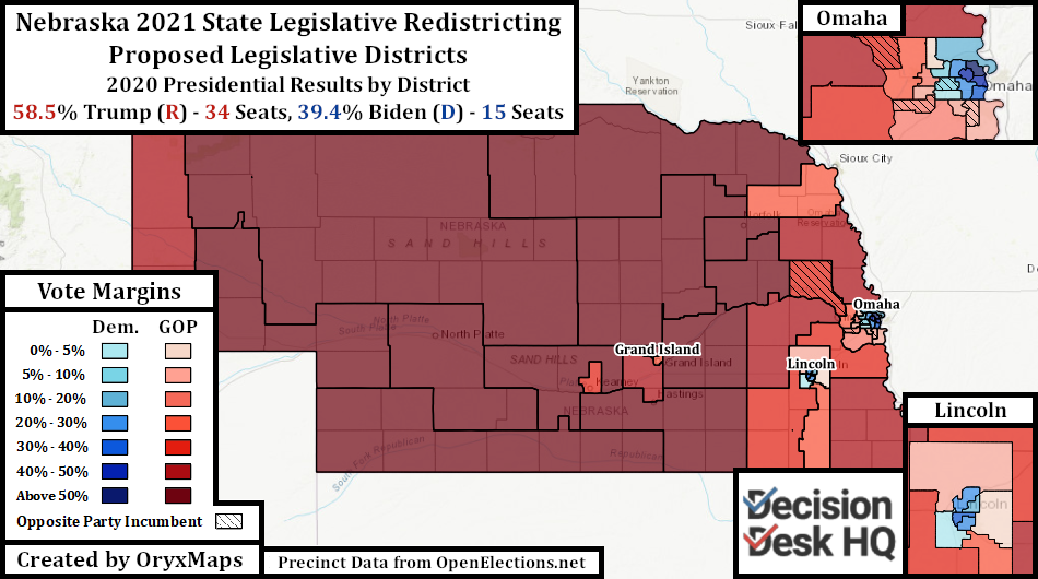 Republican Proposed Nebraska State Legislative Map by 2020 Presidential Results
